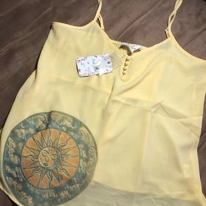 Yellow sun and moon tank top